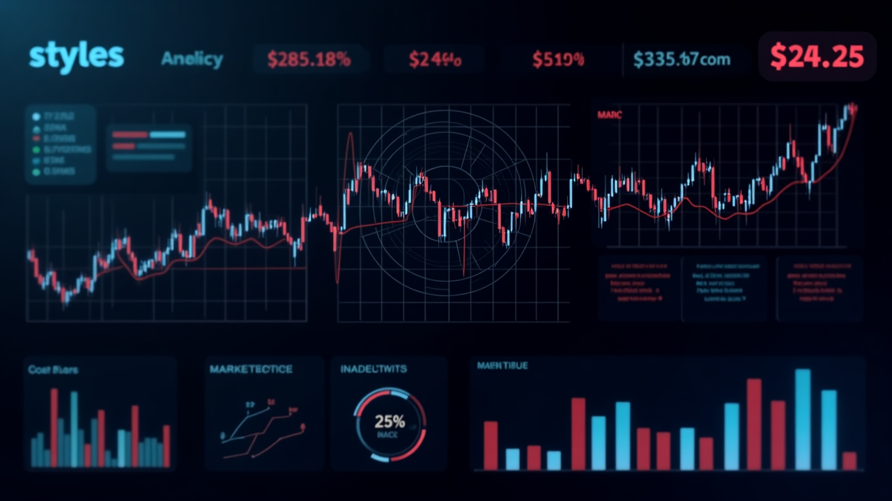 Market analysis dashboard with retro design elements